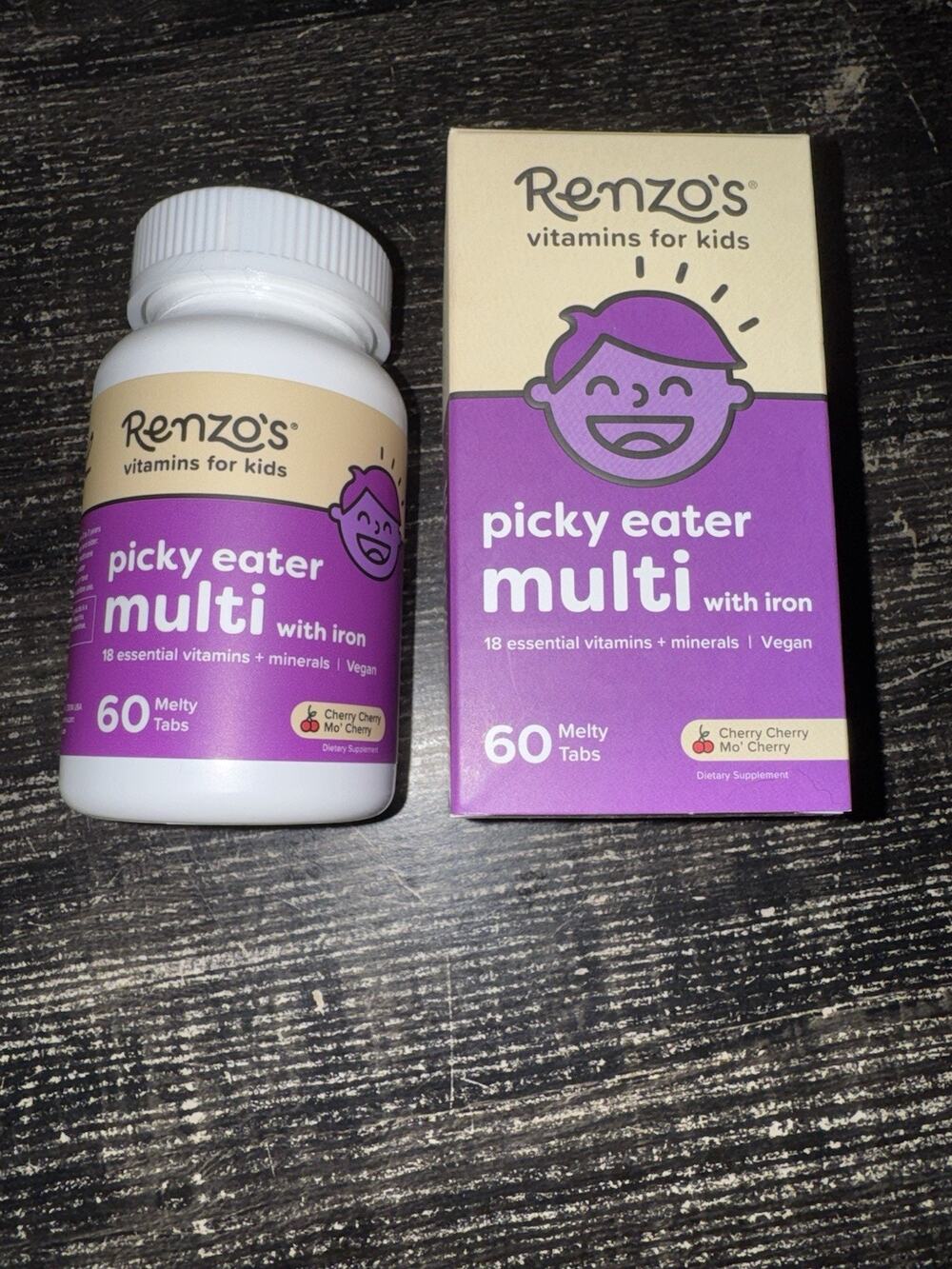 Renzo's Picky Eater Kids Multivitamin with Iron Cherry 60 Melty Tabs Exp 09/2027